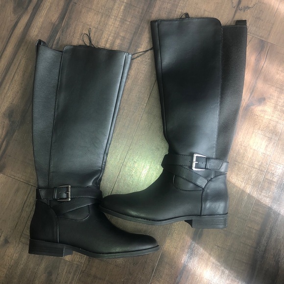 A New Day Faux Leather Buckle Riding Boots - Picture 4 of 4